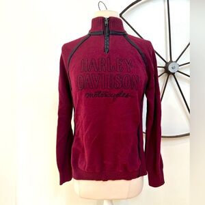 Harley Davidson maroon quarter zip vintage sweater M